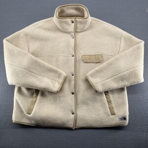 The North Face‎ Jacket Womens XL White Sherpa Fleece Snap Front Pockets Warm